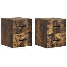 vidaXL Wall-Mounted Bedside Cabinet 2 pcs Smoked Oak 34.5 x 33 x 40 cm
