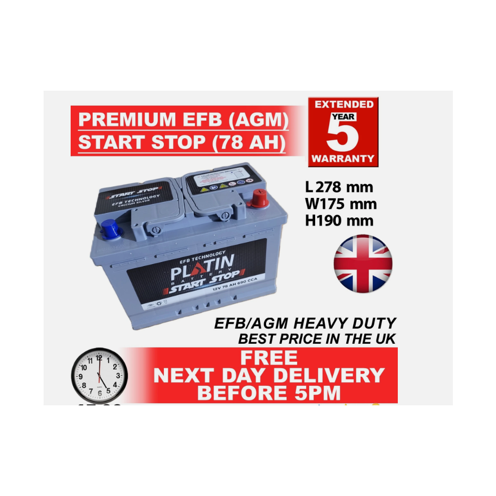 096 78Ah Agm Start Stop 12V Heavy Duty Battery 52072383