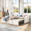 (3ft Single, Cream Velvet) Convertible Day Bed Frame, Pull-Out Trundle Guest Bed 10
