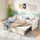 (3ft Single, Cream Velvet) Convertible Day Bed Frame, Pull-Out Trundle Guest Bed 1