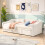 (3ft Single, Cream Velvet) Convertible Day Bed Frame, Pull-Out Trundle Guest Bed 4