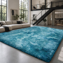 (Tye Dye Teal, 160 x 230cm (5ft 3" x 7ft 6")) Thick Shaggy Non Slip Rugs Living Room Area Rugs Hallway Runner Round Rugs & Door Mats