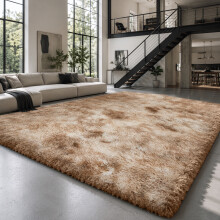 (Tye Dye Beige, 160 x 230cm (5ft 3" x 7ft 6")) Thick Shaggy Non Slip Rugs Living Room Area Rugs Hallway Runner Round Rugs & Door Mats