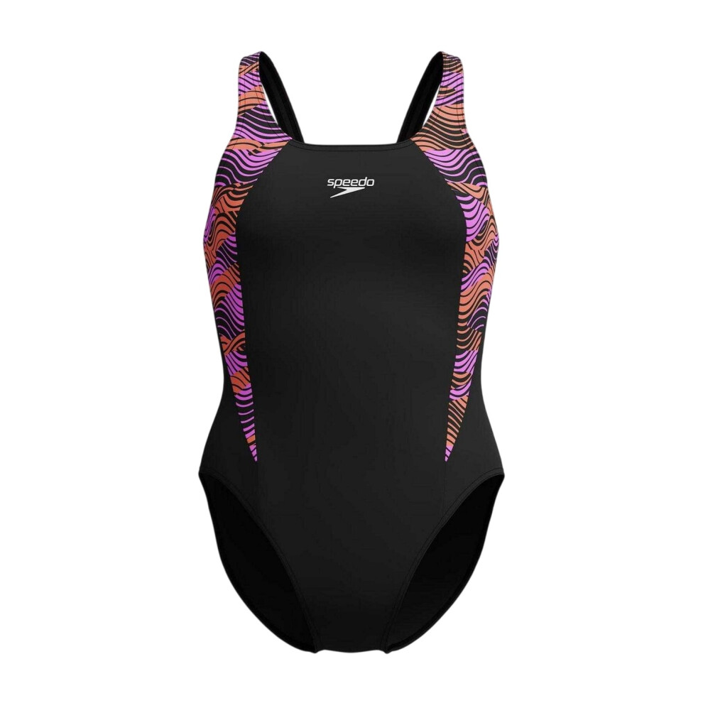 Speedo (10 Uk, Black/Pink) Womens/Ladies Splice One Piece Swimsuit