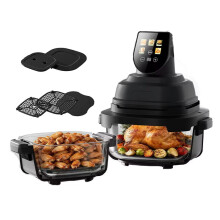 4+1.5L Portable Glass Air Fryer 4 Functions 2x Removable Glass Containers&Lids