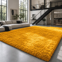 (Yellow, 160 x 230cm (5ft 3" x 7ft 6")) Thick Shaggy Non Slip Rugs Living Room Area Rugs Hallway Runner Round Rugs & Door Mats