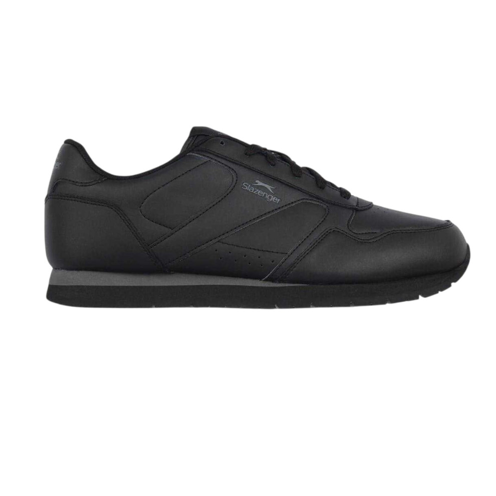 Slazenger (15 Uk, Black/Charcoal) Mens Classic Coated Leather Trainers