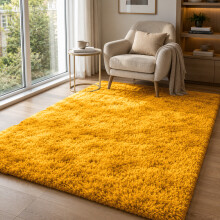 (Yellow, 120 x 170cm (3 ft 11" x 5 ft 7")) Thick Shaggy Non Slip Rugs Living Room Area Rugs Hallway Runner Round Rugs & Door Mats