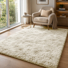 (Cream, 120 x 170cm (3 ft 11" x 5 ft 7")) Thick Shaggy Non Slip Rugs Living Room Area Rugs Hallway Runner Round Rugs & Door Mats