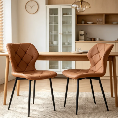AINPECCA 2PCS Dining Chairs PU Coffee Widen BackrestKitchen