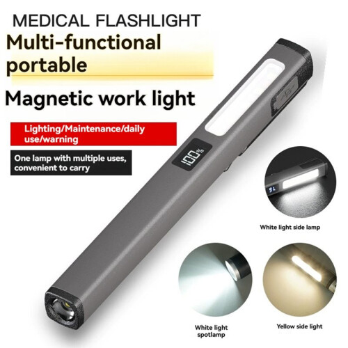 LED  Flashlight with Pen Clip  Flashlight USB Charging Work Light Camping Light B 1