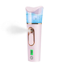 Masseur facial nano portable avec analyseur de peau, hygromètre et vaporisateur de vapeur.