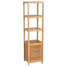 Hoher Badezimmerschrank, 3 Einlegeböden, Lamellentür, 140 cm
