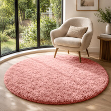 (PINK, 120X120 CM ROUND) Extra Large Rugs Fluffy Shaggy Living Room Rug