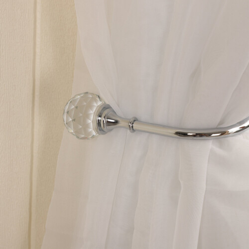 2Pcs Silver Metal Crystal Holdback Wall Tie Backs Curtain Hooks Hanger 1