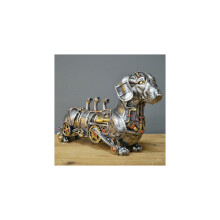 (Steampunk worsthond) Steampunk dier industrieel zilver gotische teckel worsthond tafeldecoratie