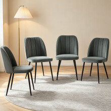 (GREY, 4pcs) 2/4/6pcs Velvet Dining Chairs Sturdy Metal Legs