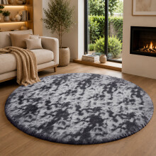 (DARK GREY, 120X120 CM ROUND) Extra Large Rugs Fluffy Shaggy Living Room Rug