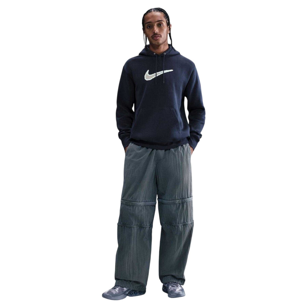 Nike (M, Obsidian Blue) Mens Club Swoosh Fleece Hoodie