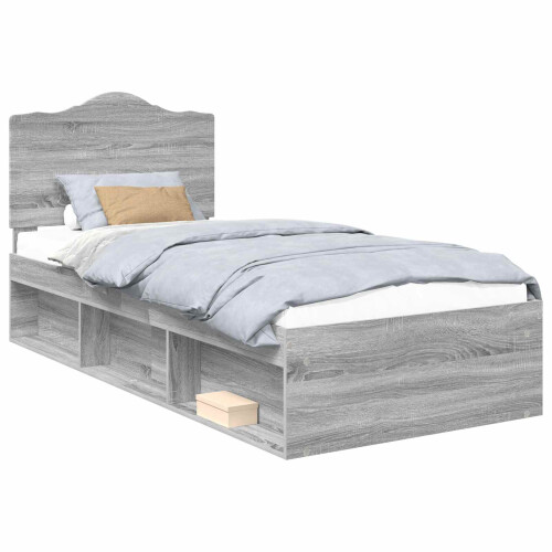 VidaXL vidaXL Bed Frame Grey Sonoma 90 x 190 cm Solid Pine Wood 1