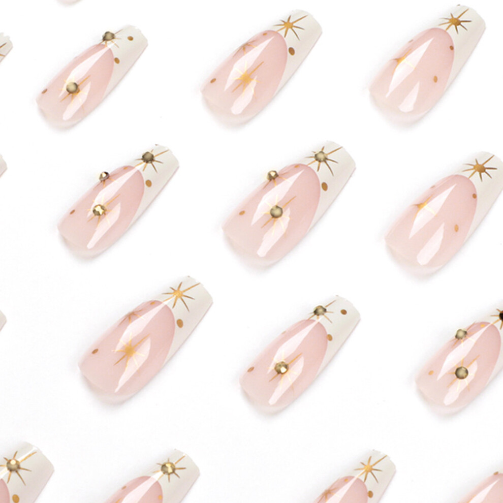 Dcph-Clothing (Jelly Glue Model) 24Pcs Rhinestone French False Nails For Women