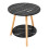 50cm Black Marble Effect Round Side Table Double Tier E1 MDF End Table 2