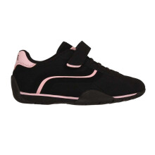 (11 UK Child, Black/Cerise) Lonsdale Childrens/Kids Camden Hook and Loop Trainers