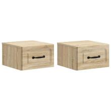 vidaXL Wall-Mounted Bedside Cabinet 2 pcs Sonoma Oak 34.5 x 33 x 20 cm