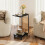 C Shaped Rolling Side Table E1 MDF Top Metal Frame with Wheels & Storage bag, Black 1