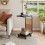 C Shaped Rolling Side Table E1 MDF Top Metal Frame with Wheels & Storage bag, Black 2