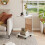 C Shaped Rolling Side Table E1 MDF Top Metal Frame with Wheels & Storage bag, White 2