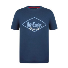 (XL, Vintage Blue) Lee Cooper Mens Originals Logo T-Shirt
