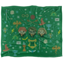 (36in x 58in, Multicoloured) Harry Potter Chibi Icons Blanket