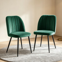 (GREEN, 2pcs) 2/4/6pcs Velvet Dining Chairs Sturdy Metal Legs