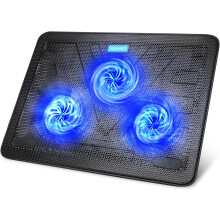 TECKNET Cooling Laptop Pad 12"-17", with 2 USB Ports Cooler with 3 Ultra Quiet Fans at 1200RPM Laptop Cooling Stand