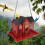 Vogelfutterstelle aus Eisen, rot 17