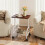 47x35cm Walnut Wood Grain Mobile Side Table with Wire Basket 2