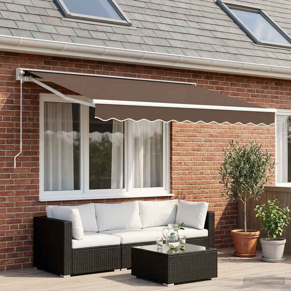 Vidaxl Retractable Awning Taupe 3.5 X 2 M Polyester And Aluminium