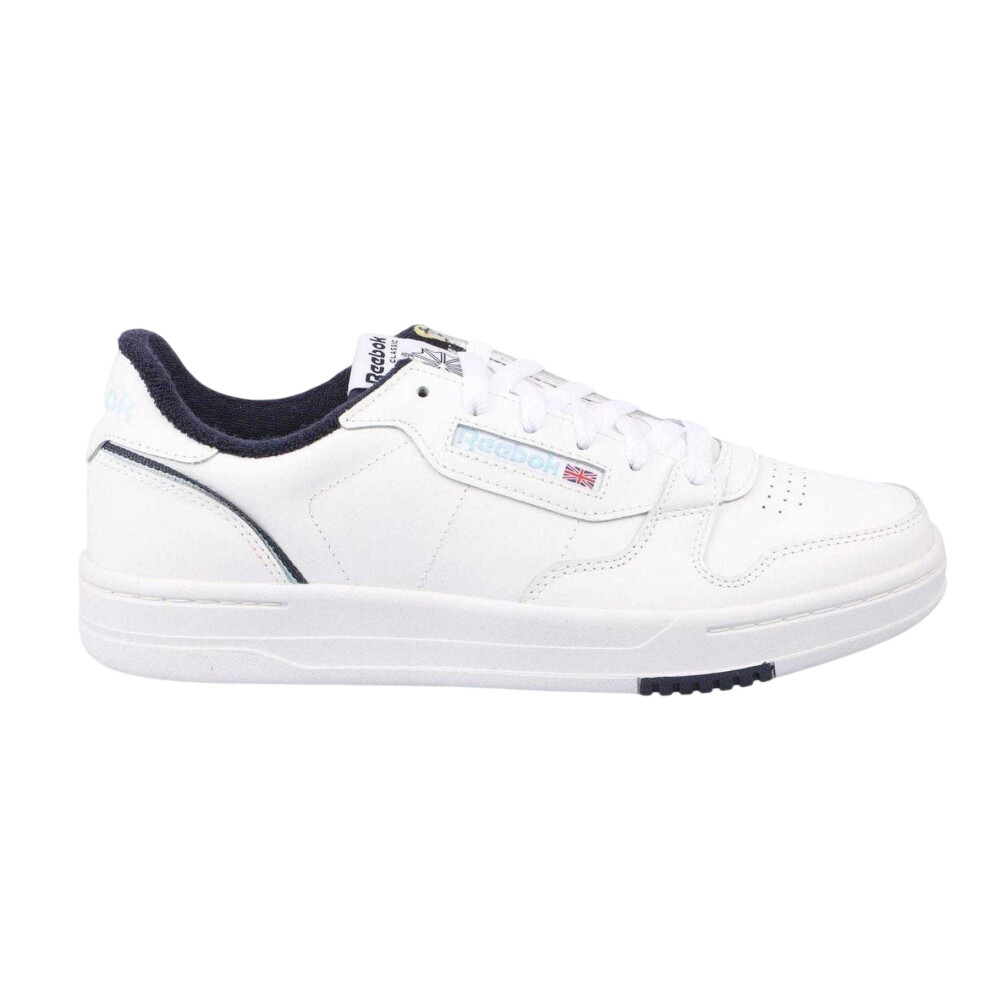 Reebok (3.5 Uk, White/Navy) Mens Leather Court Trainers