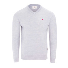 (L, Light Grey) Lee Cooper Mens Embroidered Logo Acrylic V Neck Long-Sleeved Jumper