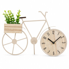 Bicycle Desk Clock w/ Planter & Faux Plant