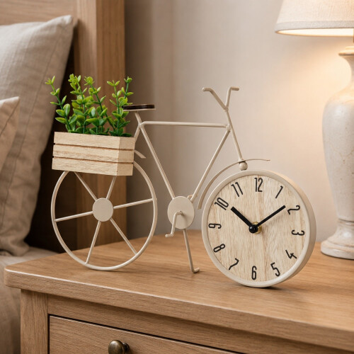 Bicycle Quartz Clock w/ Planter & Faux Plant 1