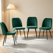 (GREEN, 4pcs) 2/4/6pcs Velvet Dining Chairs Sturdy Metal Legs