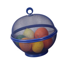 Kitchen Fruit Basket with Covered Mesh Lid Iron Produce-Blue