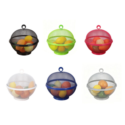 Kitchen Fruit Basket with Covered Mesh Lid Iron Produce-Blue 1