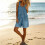 Overall Shorts for Women Button Front Shortalls-Light Blue M 8