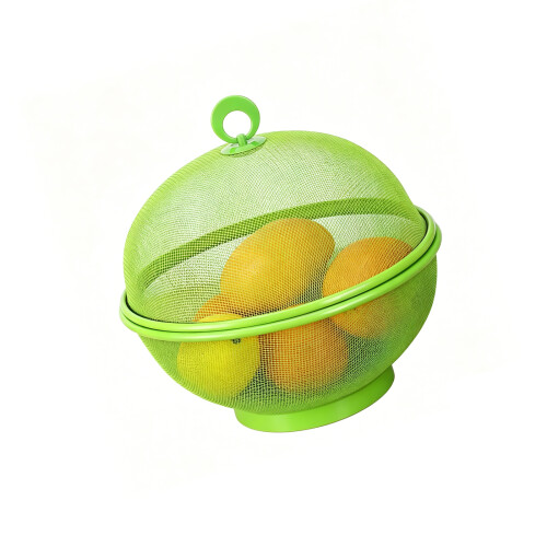 Round Covered Fruit Holder for Home Kitchen Dining Room-White 2