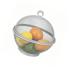 Bol Ă fruits rond en maille avec couvercle, panier Ă fruits-Gris