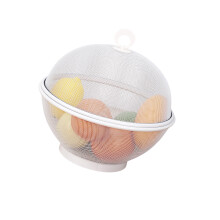 Bol Ă fruits rond en maille avec couvercle, panier Ă -Blanc