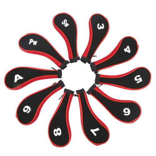 Golf Schläger Cover Set 10x rot Neopren 1